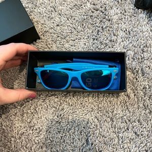 Alter Ego Run Sunnies— Blue Frame, Blue Polarized Lenses, Orange elements